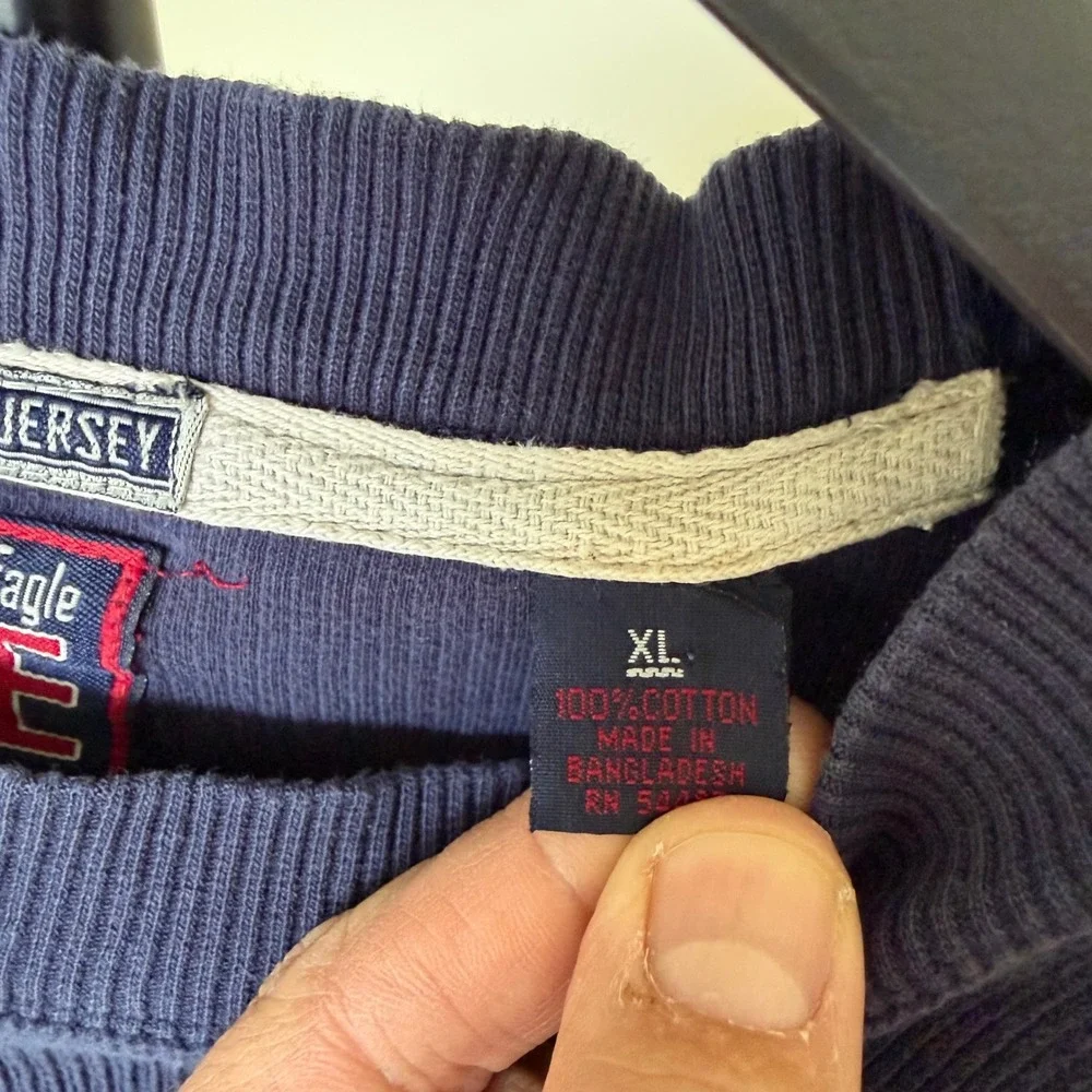 American‎ Eagle Outfitters Field Jersey Ribbed Long Sleeve Shirt Navy Blue XL